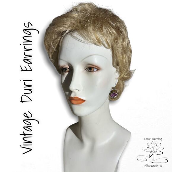 Vintage Duri Abalone Inlay Earrings | Silver Tone Design - Picture 5 of 11